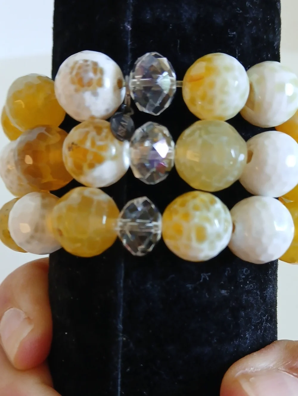 Silver Dragon Motif Yellow and Red Beaded Bracelet Nwt